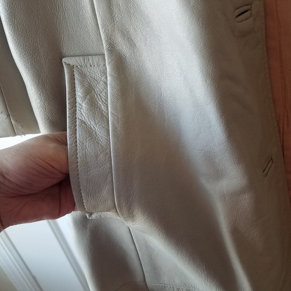 Vintage Dove Gray Leather Coat . Small / medium. - Picture 6 of 15